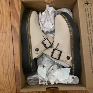 Dr Marten Carlson Suede Buckle Strap Clogs